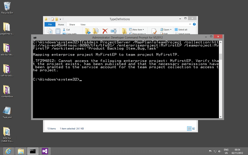 TF294012: Cannot access the following enterprise project TF294012: Cannot access the following enterprise project